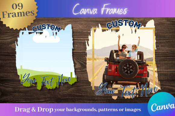 9pc Brush Strokes Canva Frames: Artistic Flair for Every Project