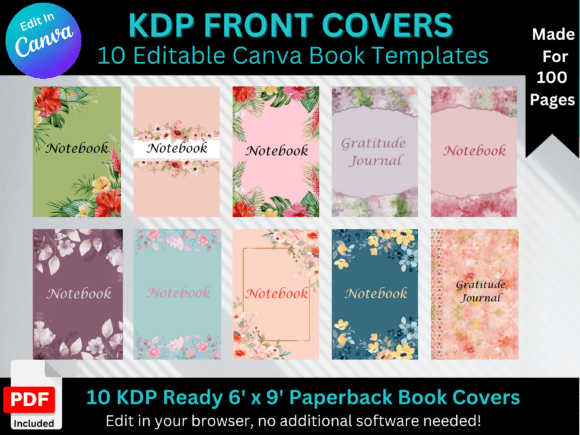 Canva Editable Book Front Covers for 100-Page Interiors
