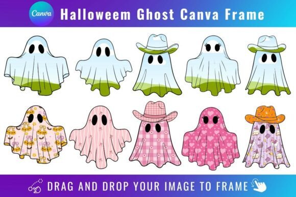 Halloween Cute Ghost Canva Frames Bundle: Your Spooky Shortcut