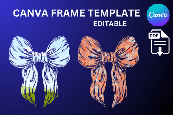 Ribbon Canva Frame Coquette Bow Bun: Editable Design