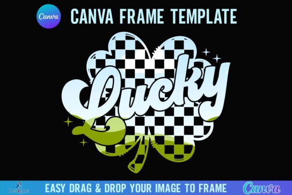 St Patricks Lucky Canva Checkered Clover Design
