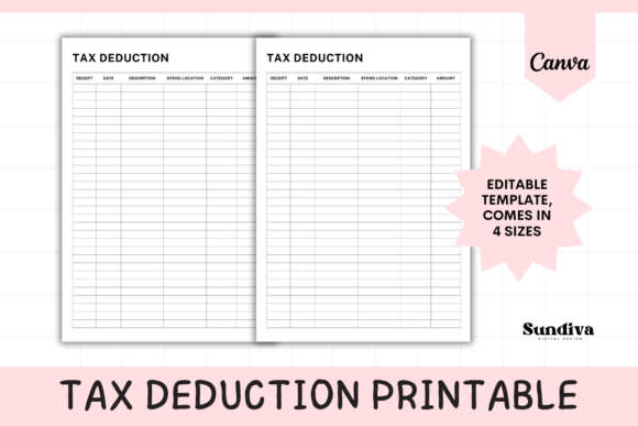 Tax Deduction Tracker Canva Template 3: Your Financial Design Solution